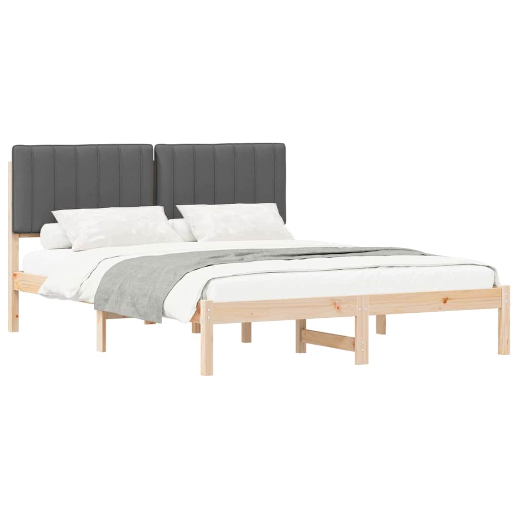 Bettgestell mit gepolstertem Kopfteil Dunkelgrau 150 x 200 cm