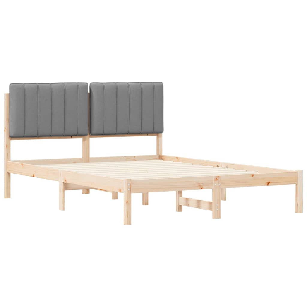 Bettgestell mit gepolstertem Kopfteil Hellgrau 135 x 190 cm