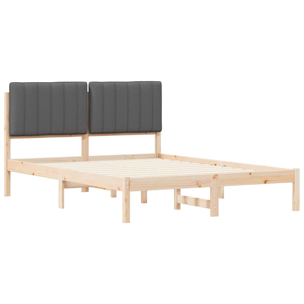 Bettgestell mit gepolstertem Kopfteil Dunkelgrau 135 x 190 cm