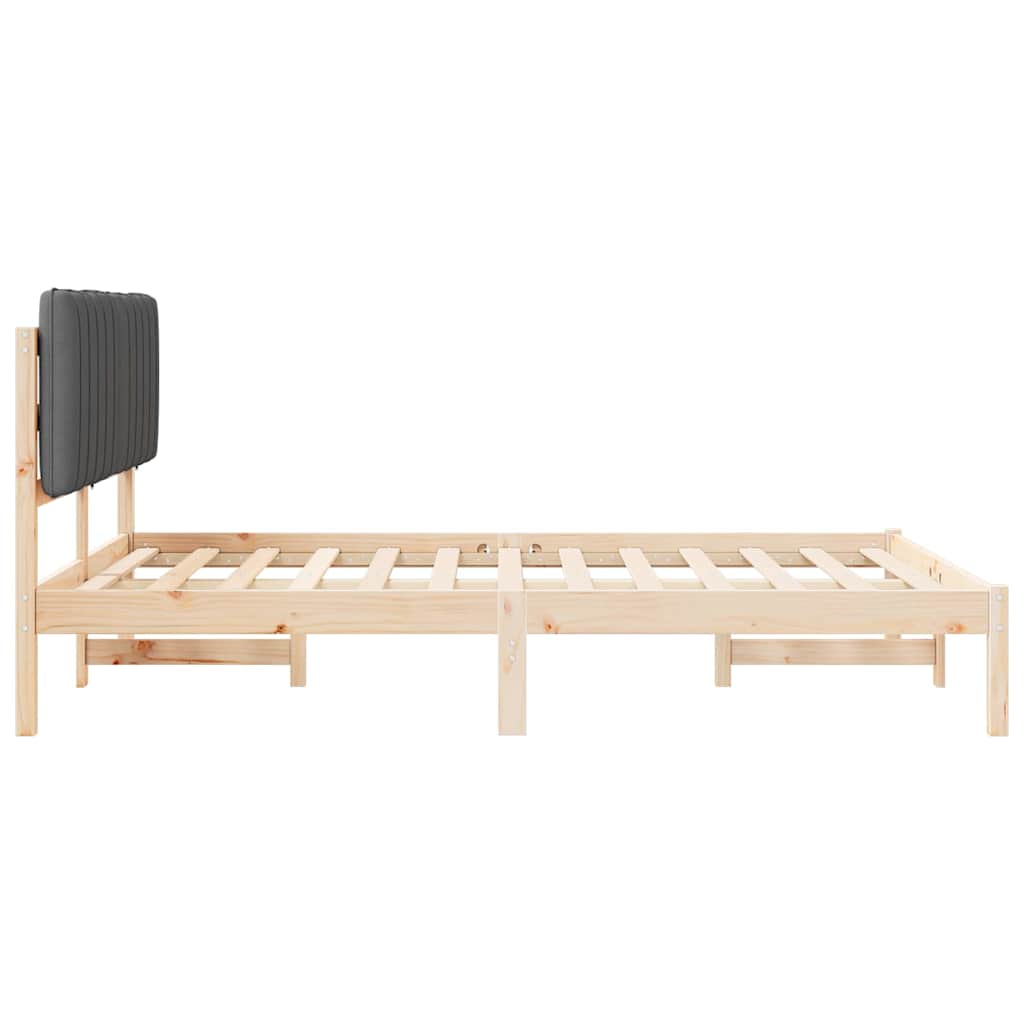 Bettgestell mit gepolstertem Kopfteil Dunkelgrau 135 x 190 cm