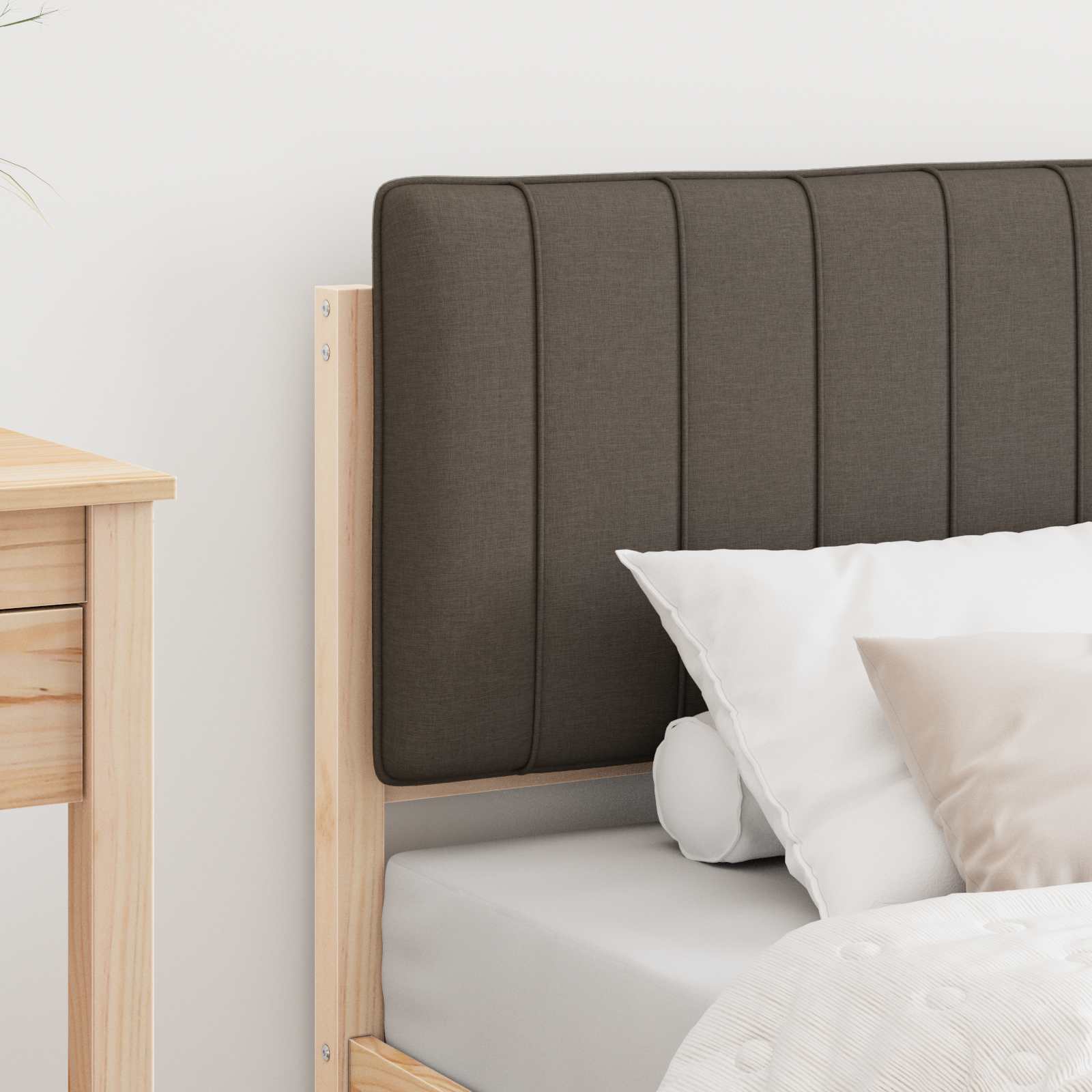 Bettgestell mit gepolstertem Kopfteil Taupe 80 x 200 cm