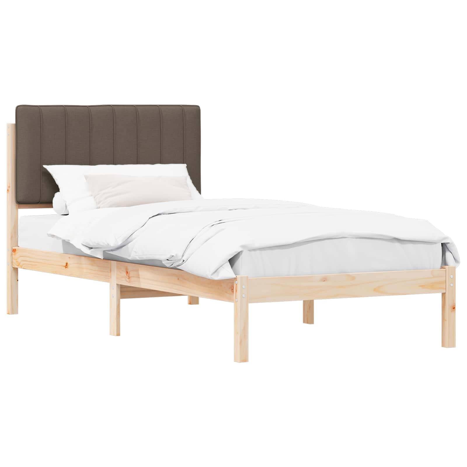 Bettgestell mit gepolstertem Kopfteil Taupe 90 x 190 cm