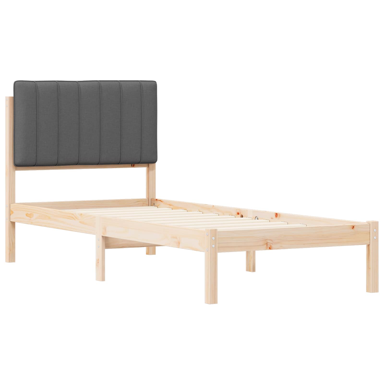 Bettgestell mit gepolstertem Kopfteil Dunkelgrau 75 x 190 cm