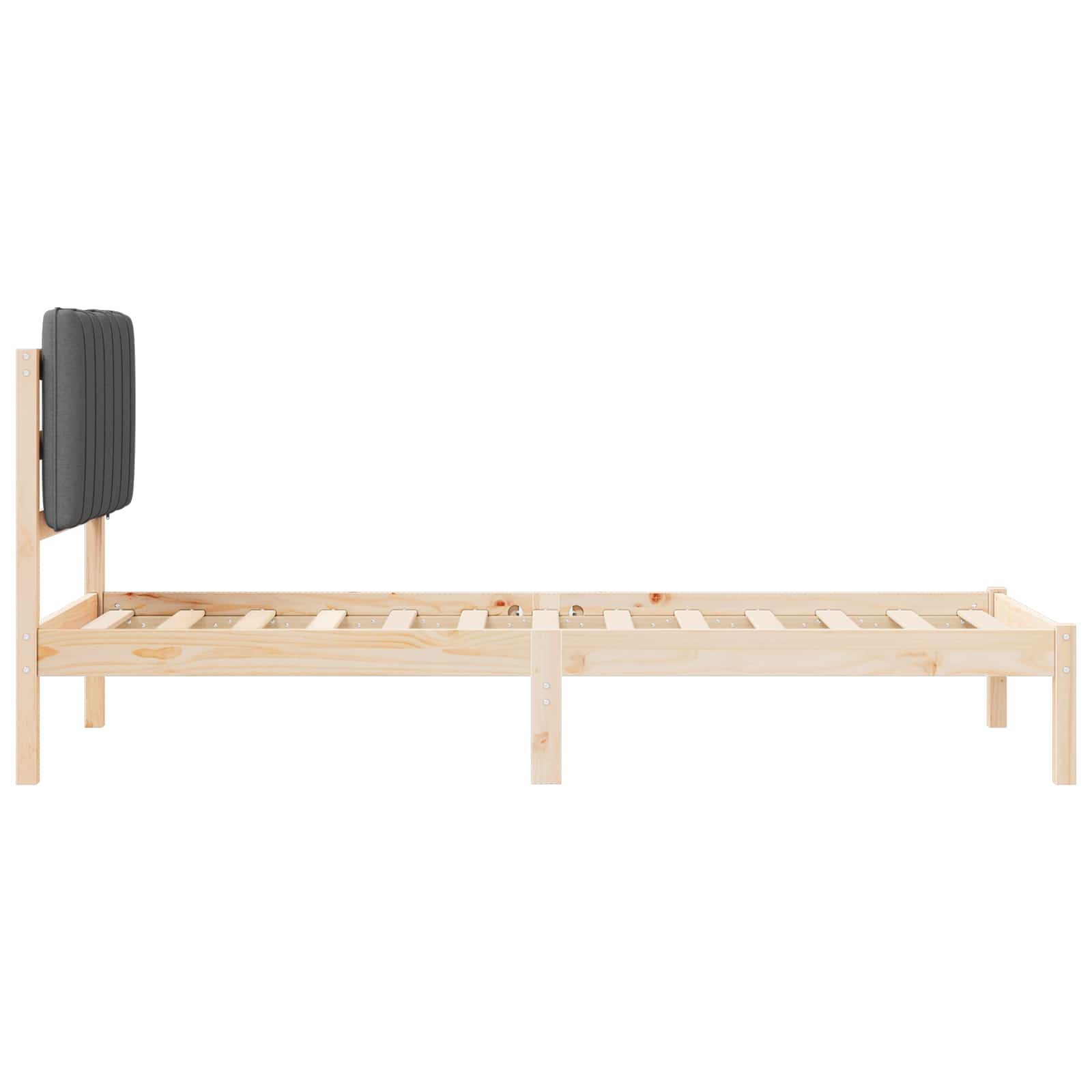 Bettgestell mit gepolstertem Kopfteil Dunkelgrau 75 x 190 cm