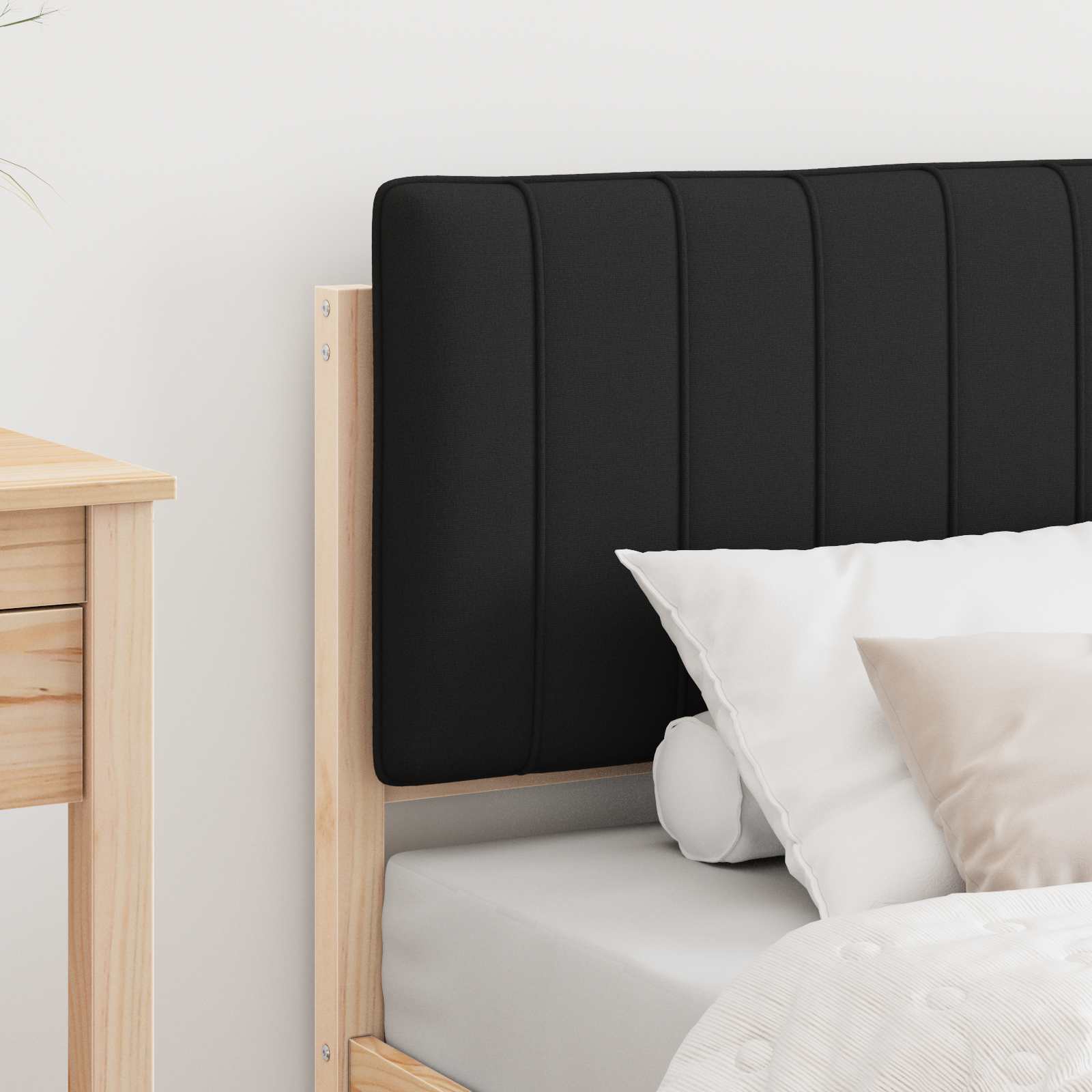 Bettgestell mit gepolstertem Kopfteil Schwarz 75 x 190 cm
