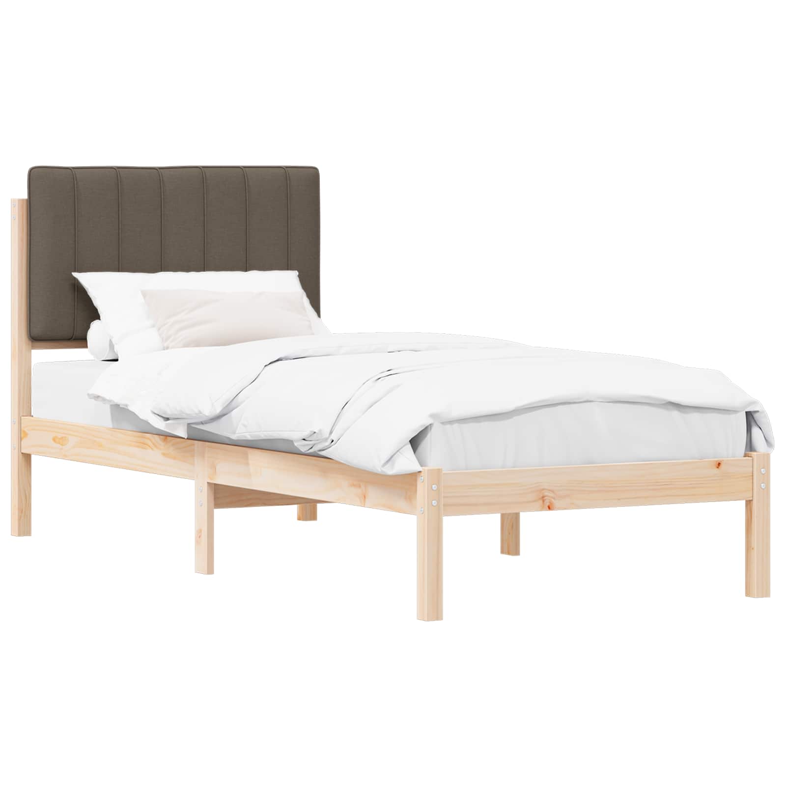 Bettgestell mit gepolstertem Kopfteil Taupe 75 x 190 cm
