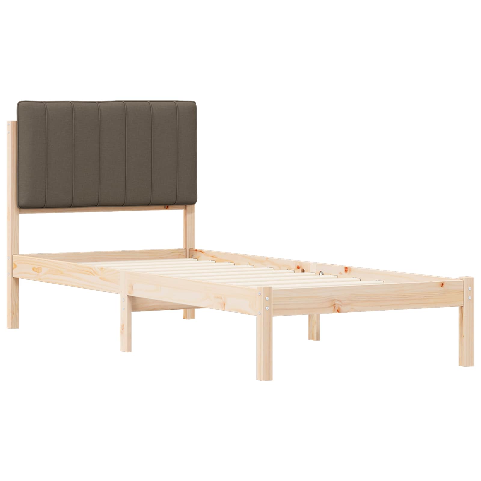 Bettgestell mit gepolstertem Kopfteil Taupe 75 x 190 cm