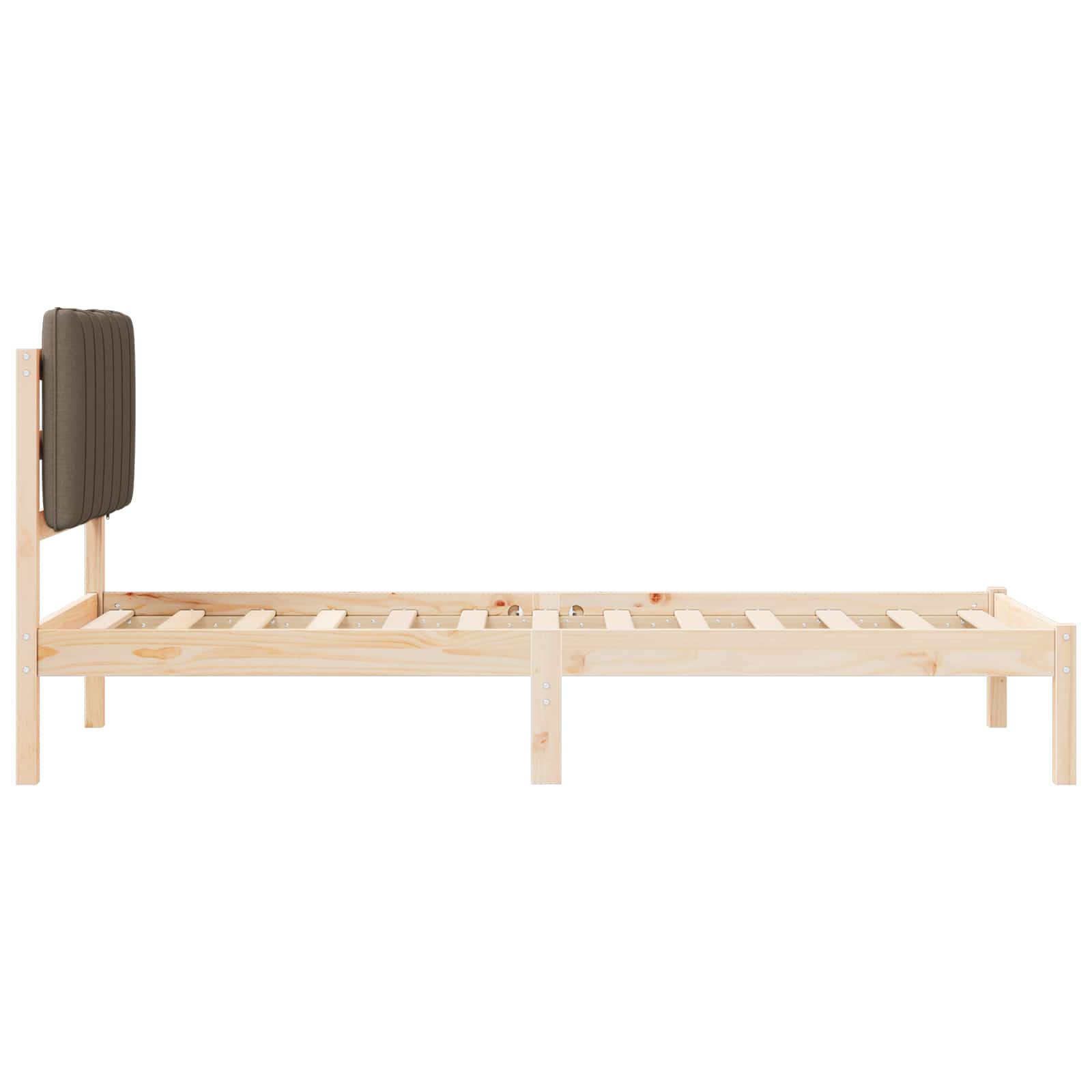 Bettgestell mit gepolstertem Kopfteil Taupe 75 x 190 cm