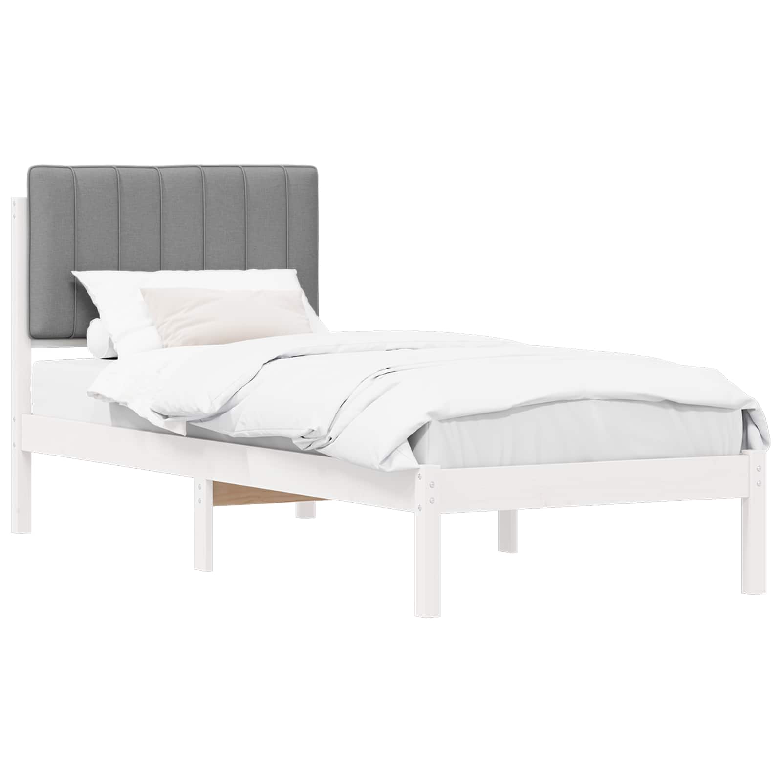 Bettgestell mit gepolstertem Kopfteil Hellgrau 75 x 190 cm