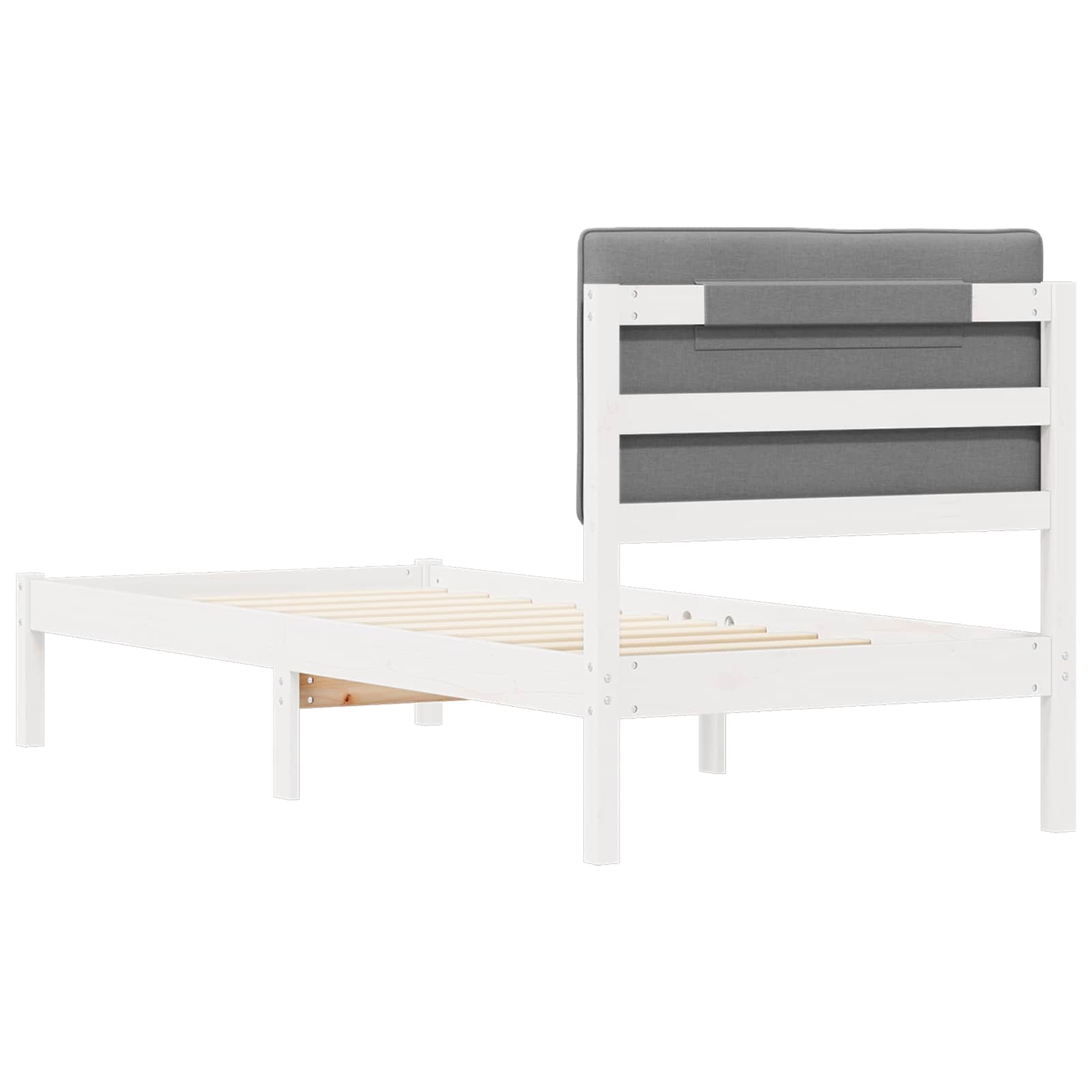 Bettgestell mit gepolstertem Kopfteil Hellgrau 75 x 190 cm