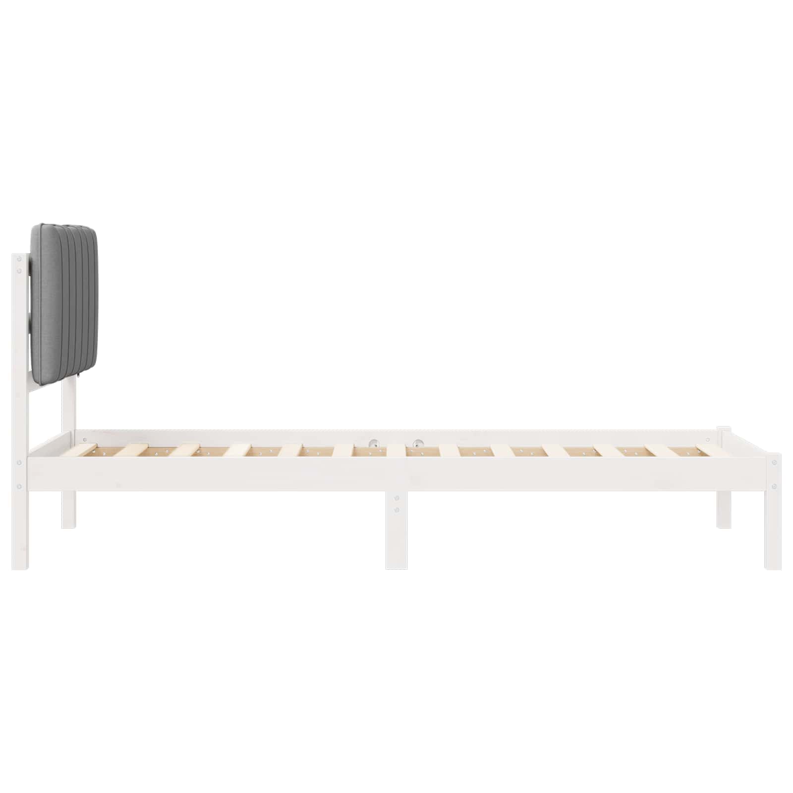 Bettgestell mit gepolstertem Kopfteil Hellgrau 75 x 190 cm