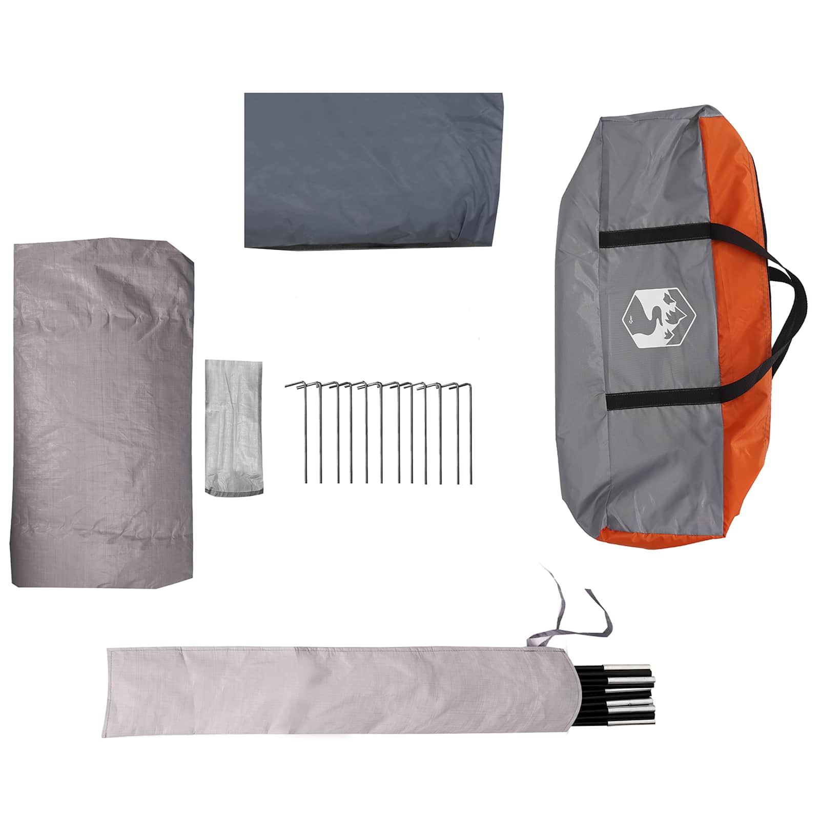 Kuppelzelt mit abnehmbarem Regenfly Grau und Orange 4-Personen