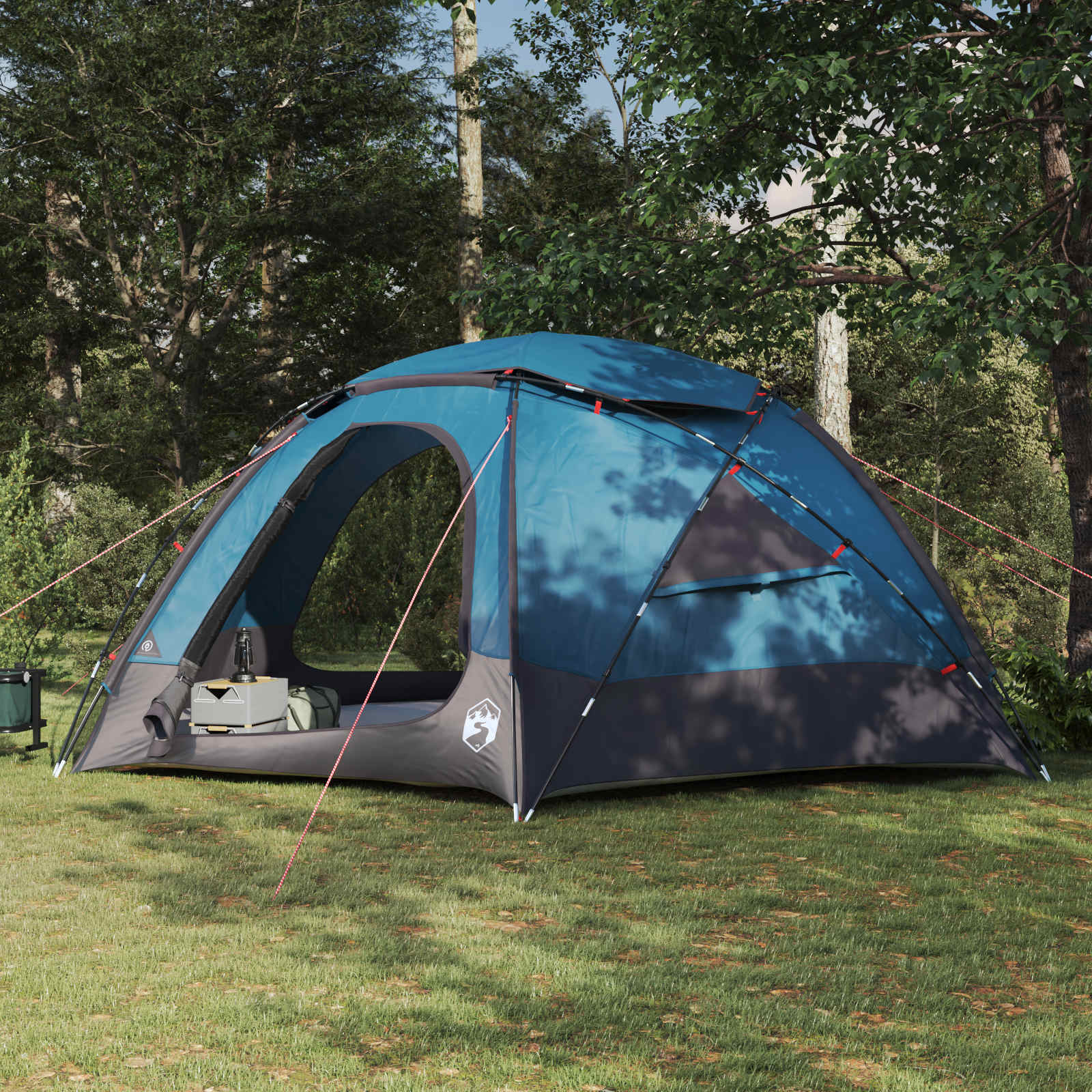 Kuppelzelt mit abnehmbarem Regenfly Blau 12-Personen