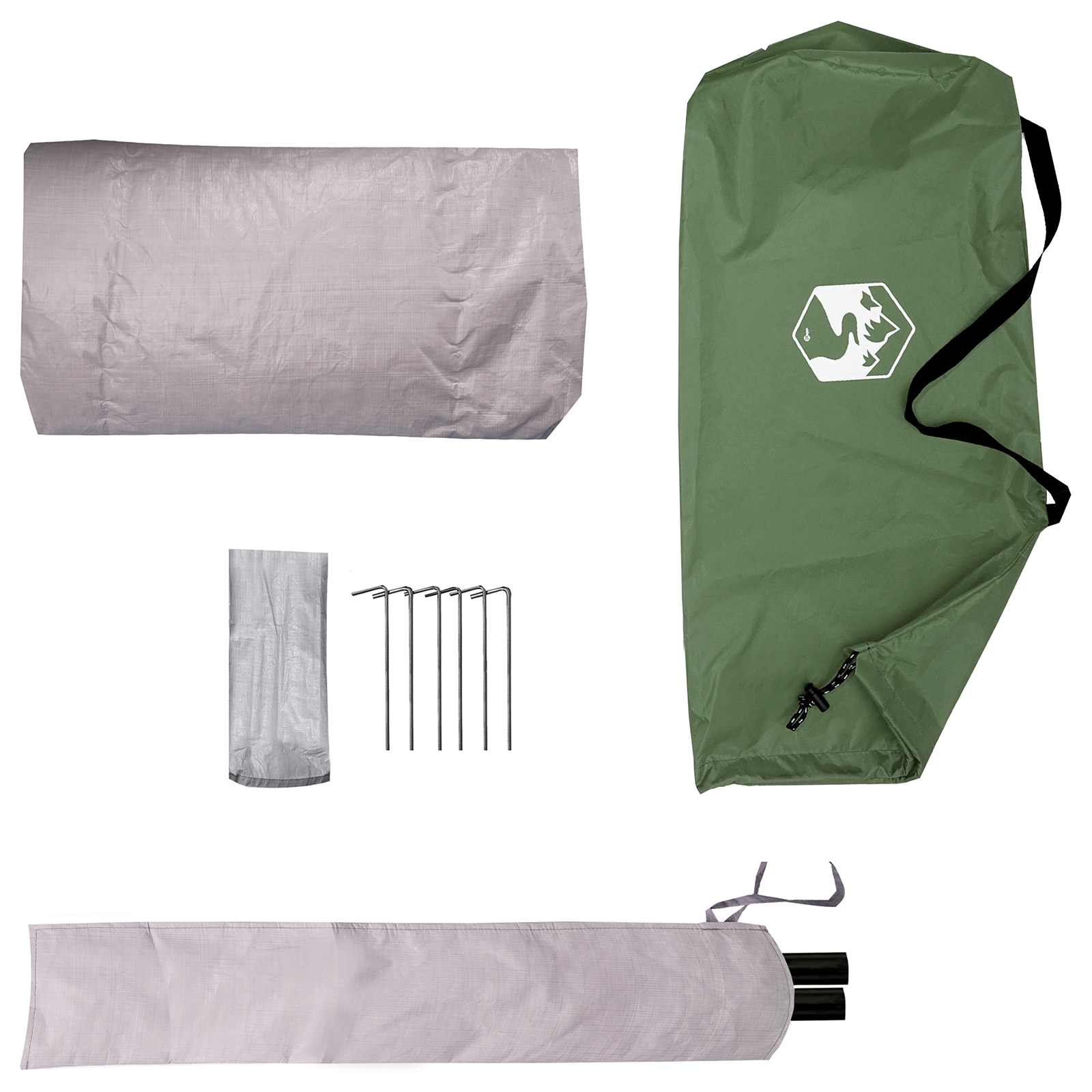 Trekkingzelt Grün 4-Personen 185T Polyester mit PU-Beschichtung