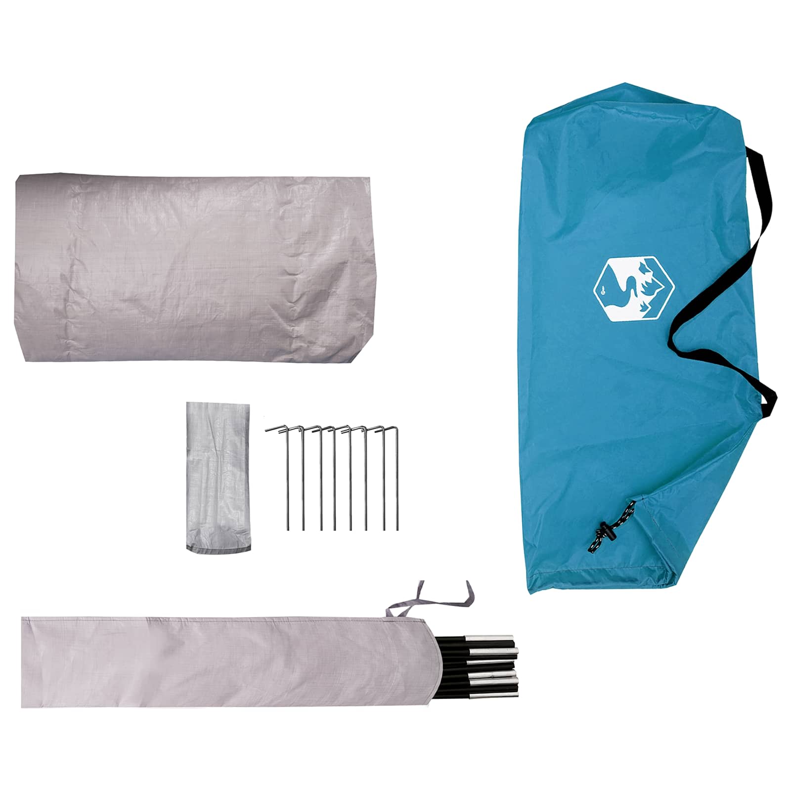 Tunnelzelt Blau 2-Personen 185T Polyester mit PU-Beschichtung