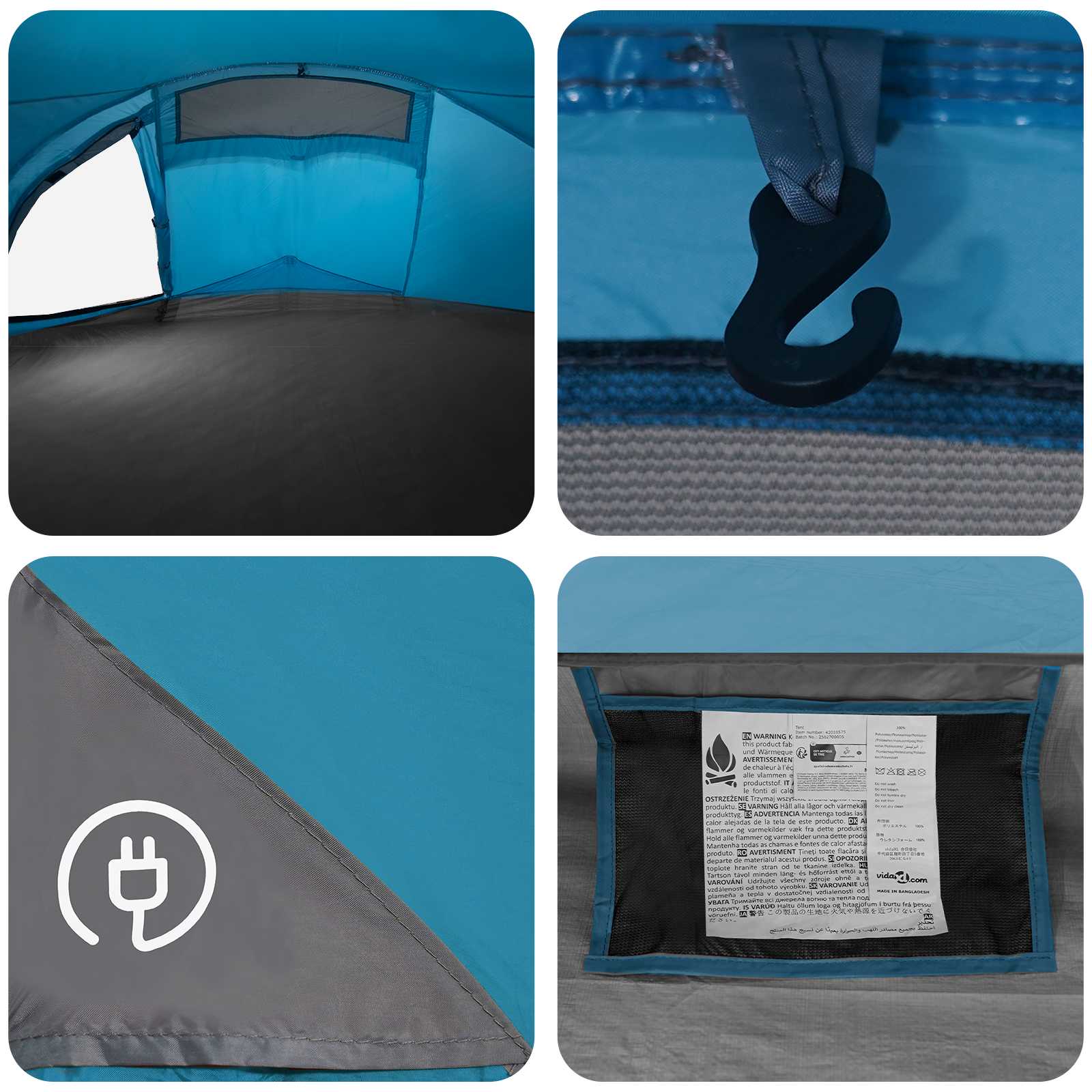 Trekkingzelt Blau 2-Personen 185T Polyester mit PU-Beschichtung