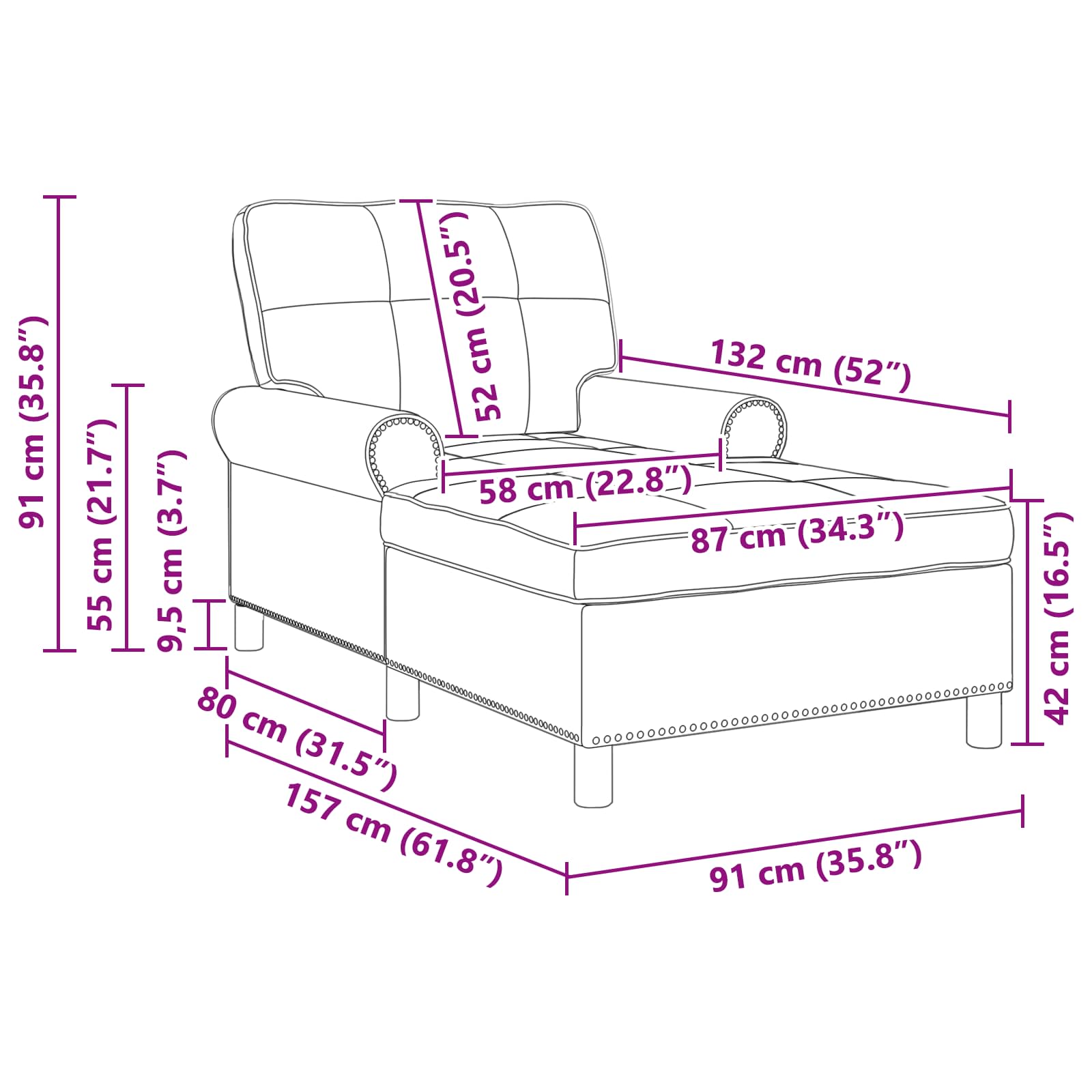 Lounge-Liege mit Kissen Schwarz 91 x 157 x 91 cm Stoff