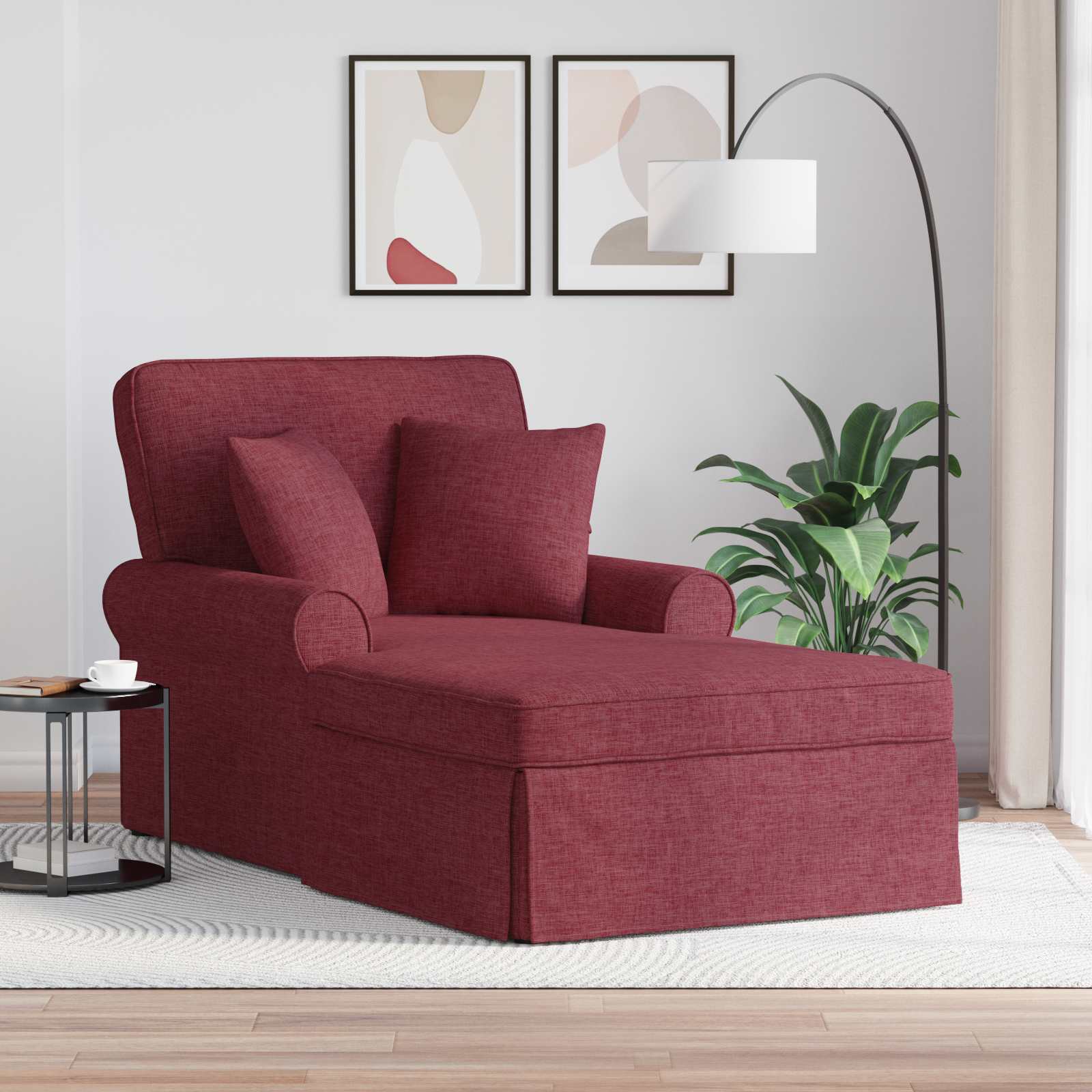 Chaise Lounge mit Rock mit Kissen 3 pcs Weinrot Stoff