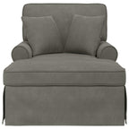 Chaise Lounge mit Rock mit Kissen 3 pcs Hellgrau Cordstoff