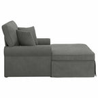Chaise Lounge mit Rock mit Kissen 3 pcs Dunkelgrau Cordstoff