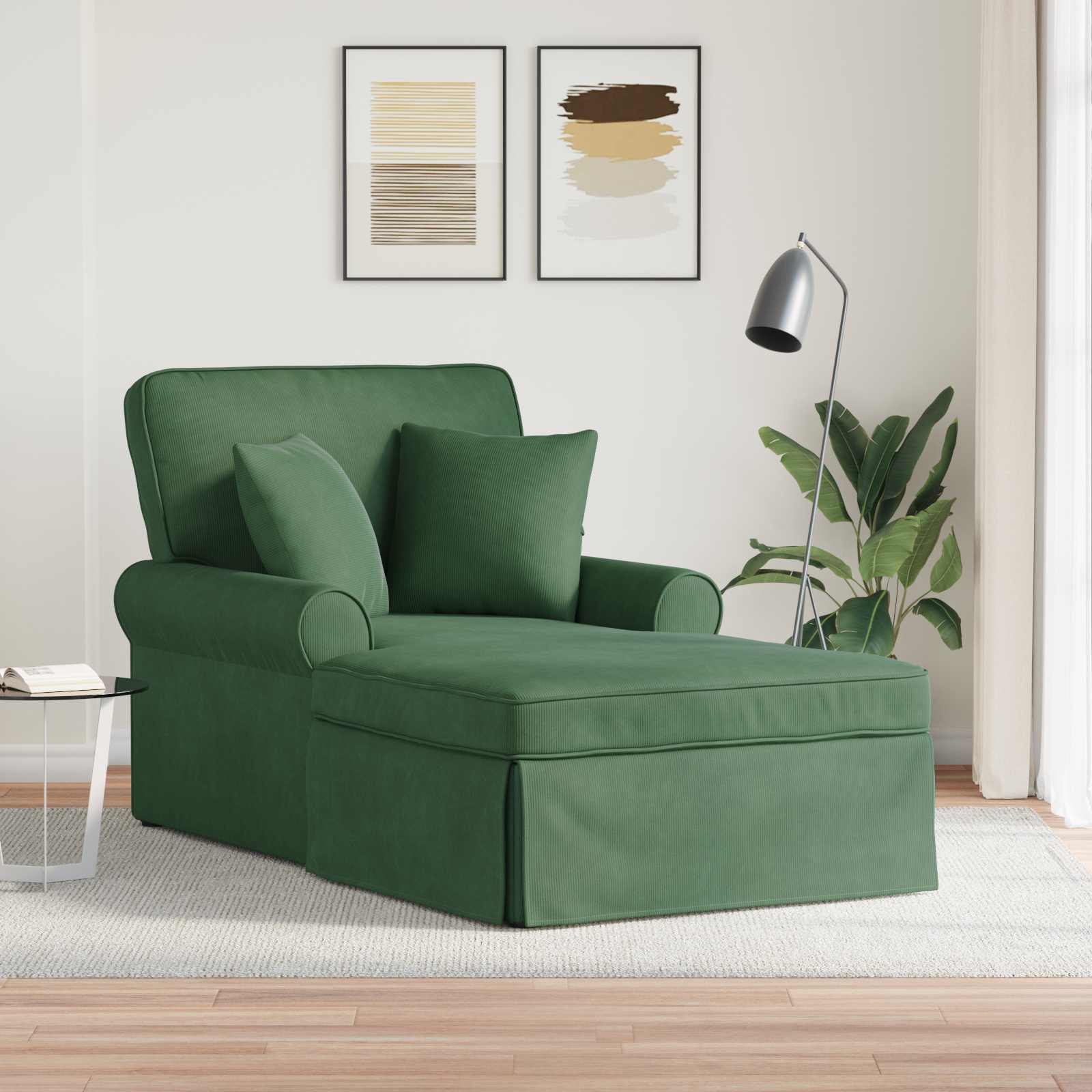 Chaise Lounge mit Rock mit Kissen 3 pcs Dschungelgrün Cordstoff