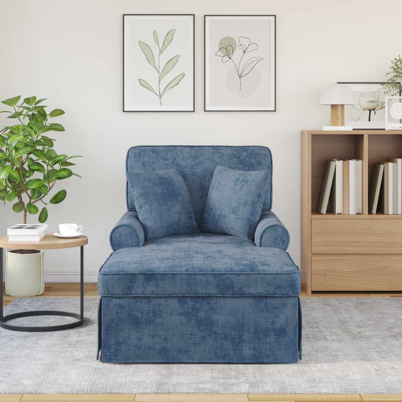 Chaise Lounge mit Rock mit Kissen Blau 157 x 91 x 91 cm ARES