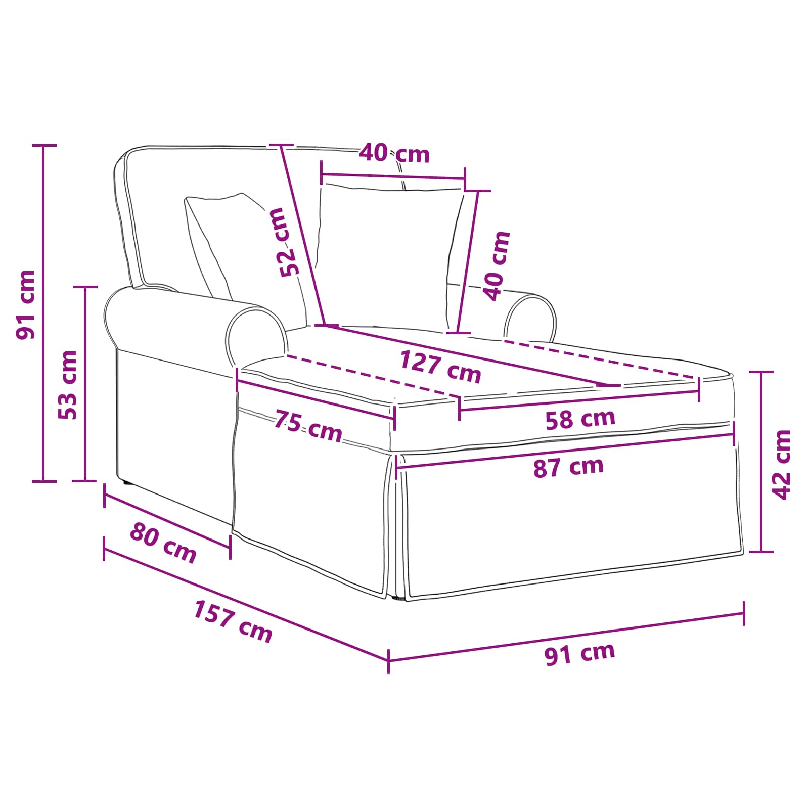 Chaise Lounge mit Rock mit Kissen Grün 157 x 91 x 91 cm ARES