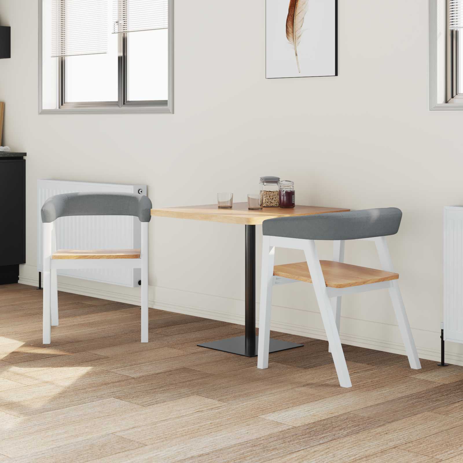 Esszimmerstühle 2 pcs Weiß 54 x 57 x 73 cm Massives Gummiholz