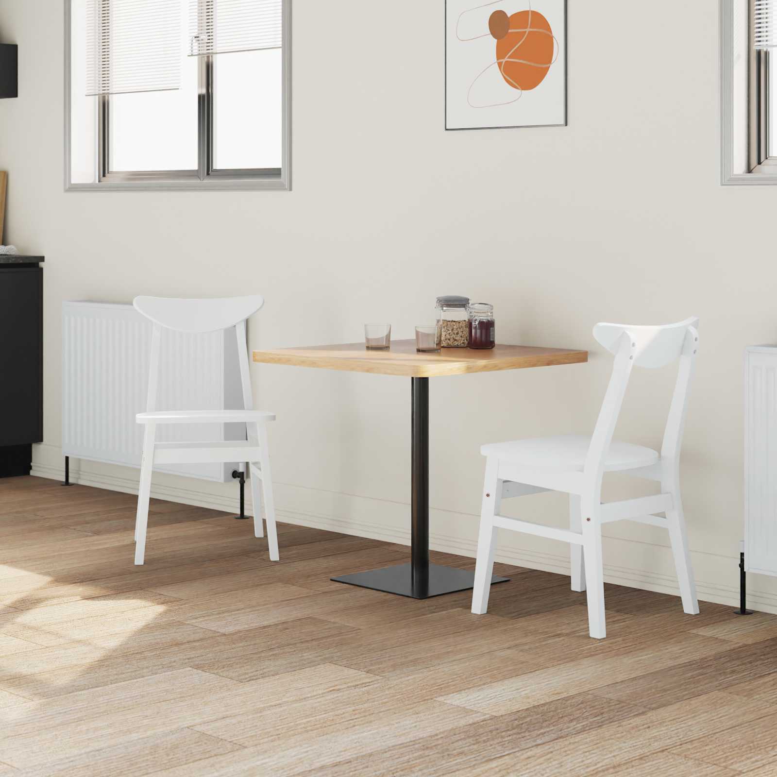 Esszimmerstühle 2 pcs Weiß 42 x 47.5 x 81 cm Massives Gummiholz