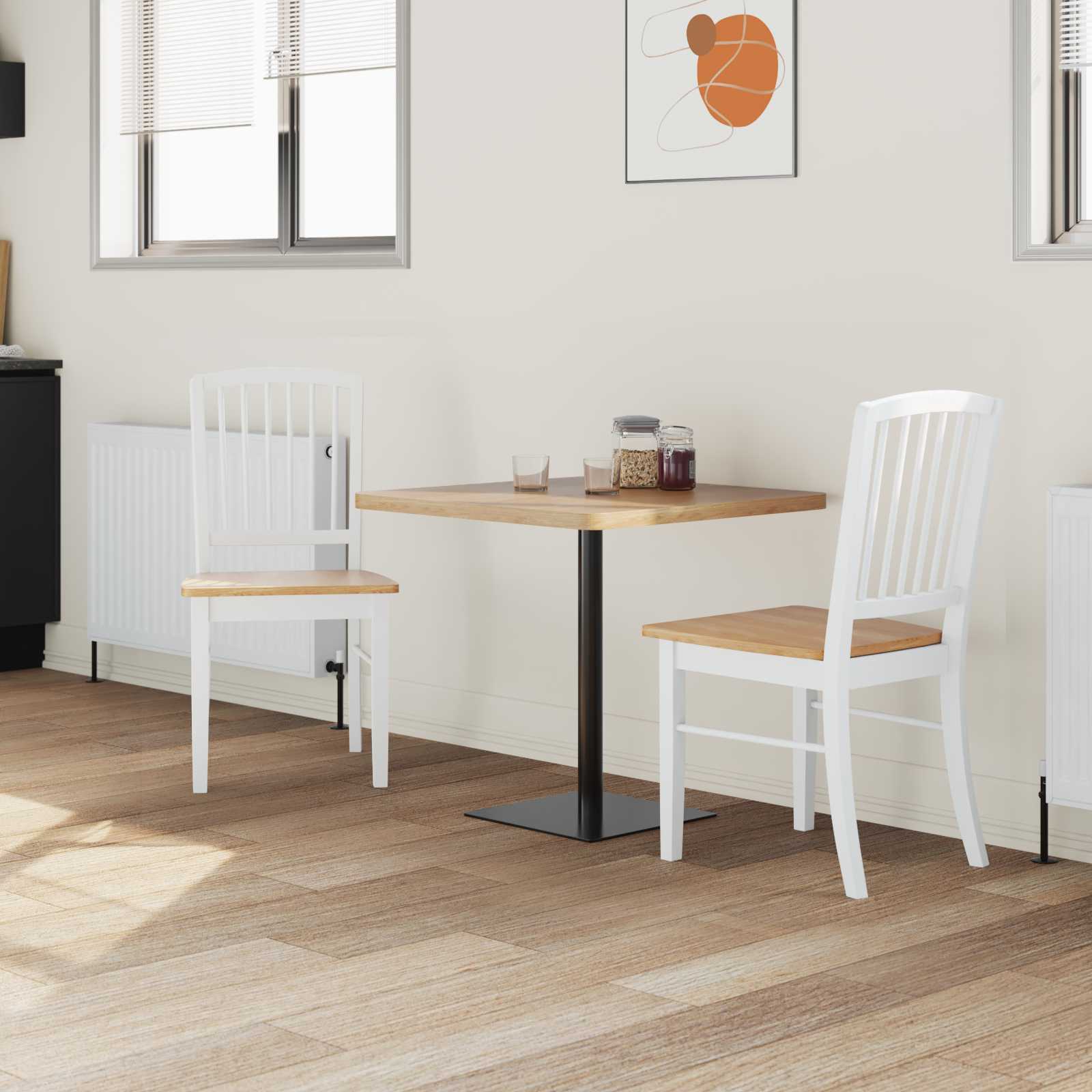 Esszimmerstühle 2 pcs Weiß 50 x 52,5 x 91 cm Massives Gummiholz