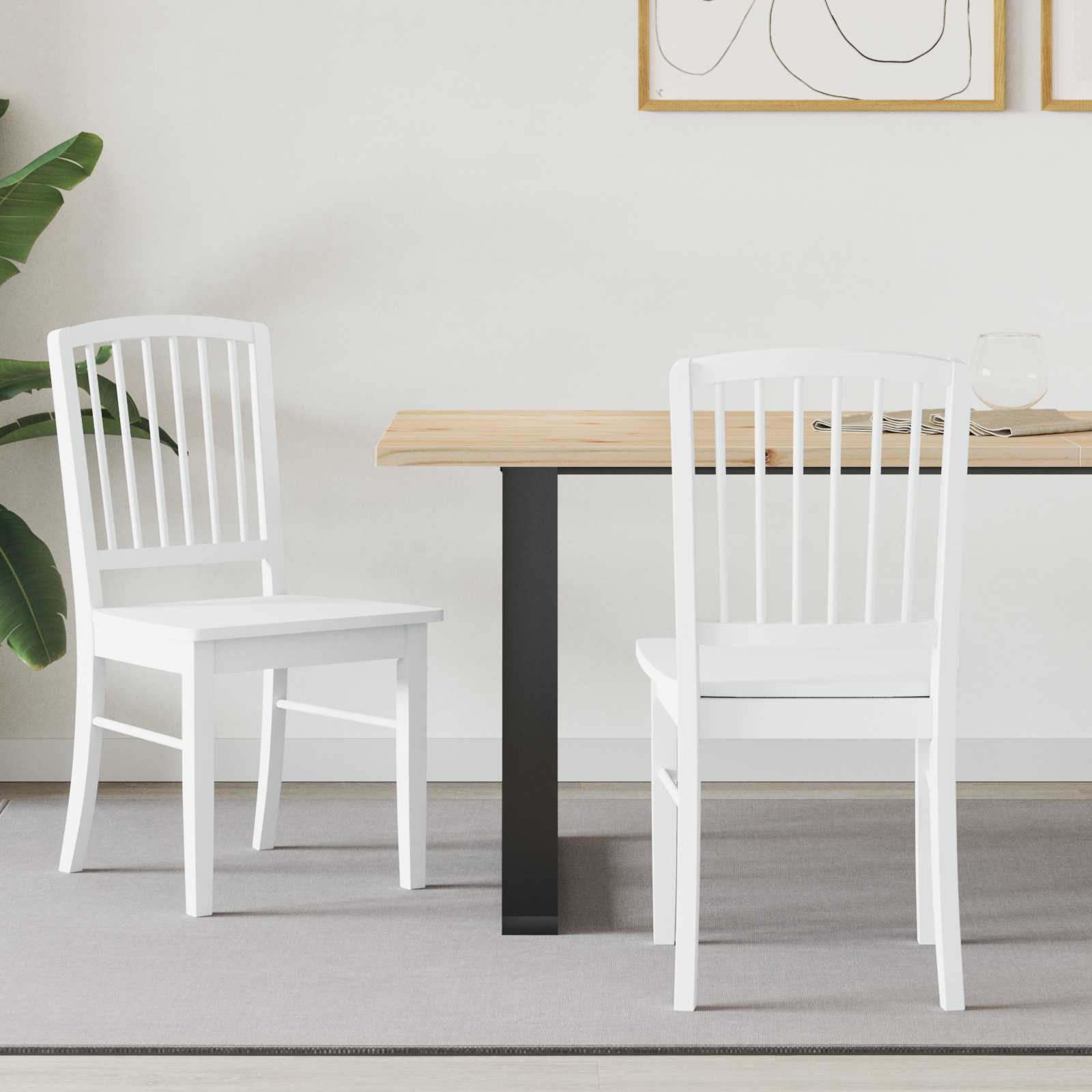 Esszimmerstühle 2 pcs Weiß 50 x 52,5 x 91 cm Massives Gummiholz