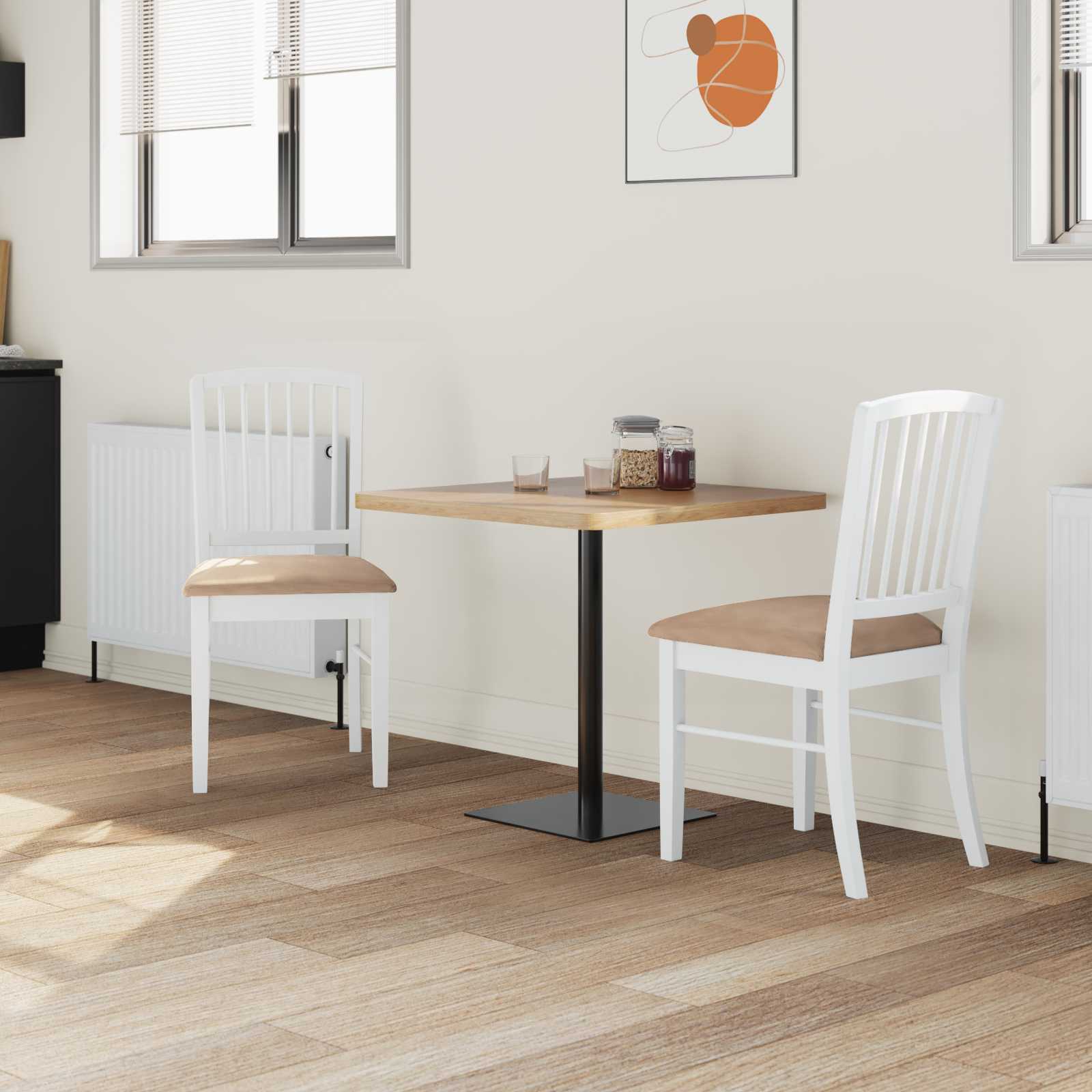 Esszimmerstühle 2 pcs Weiß 50 x 52,5 x 91 cm Massives Gummiholz