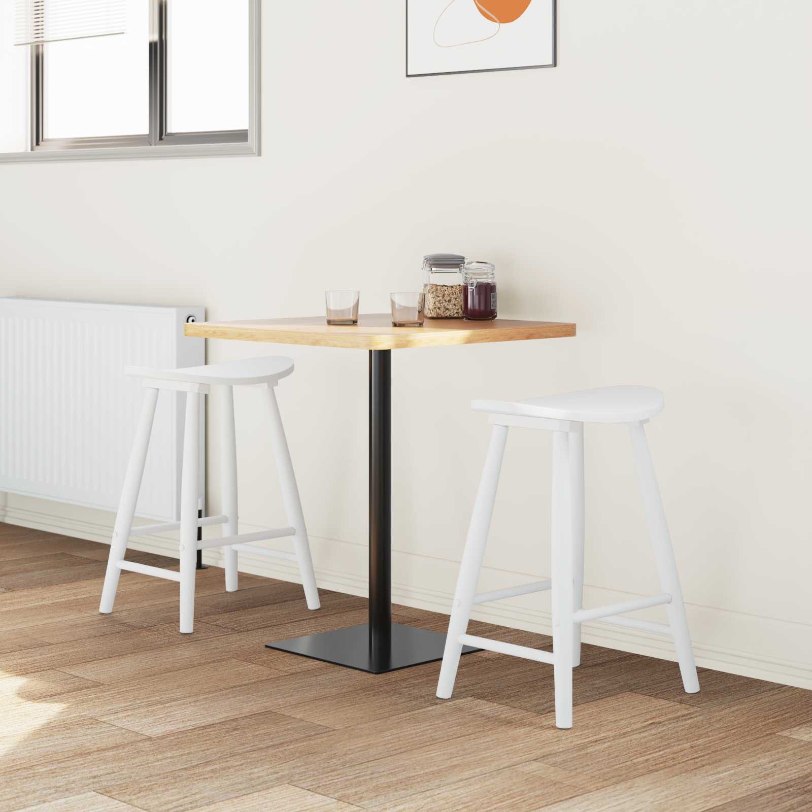 Esszimmerstühle 2 pcs Weiß 46 x 37 x 63 cm Massives Gummiholz