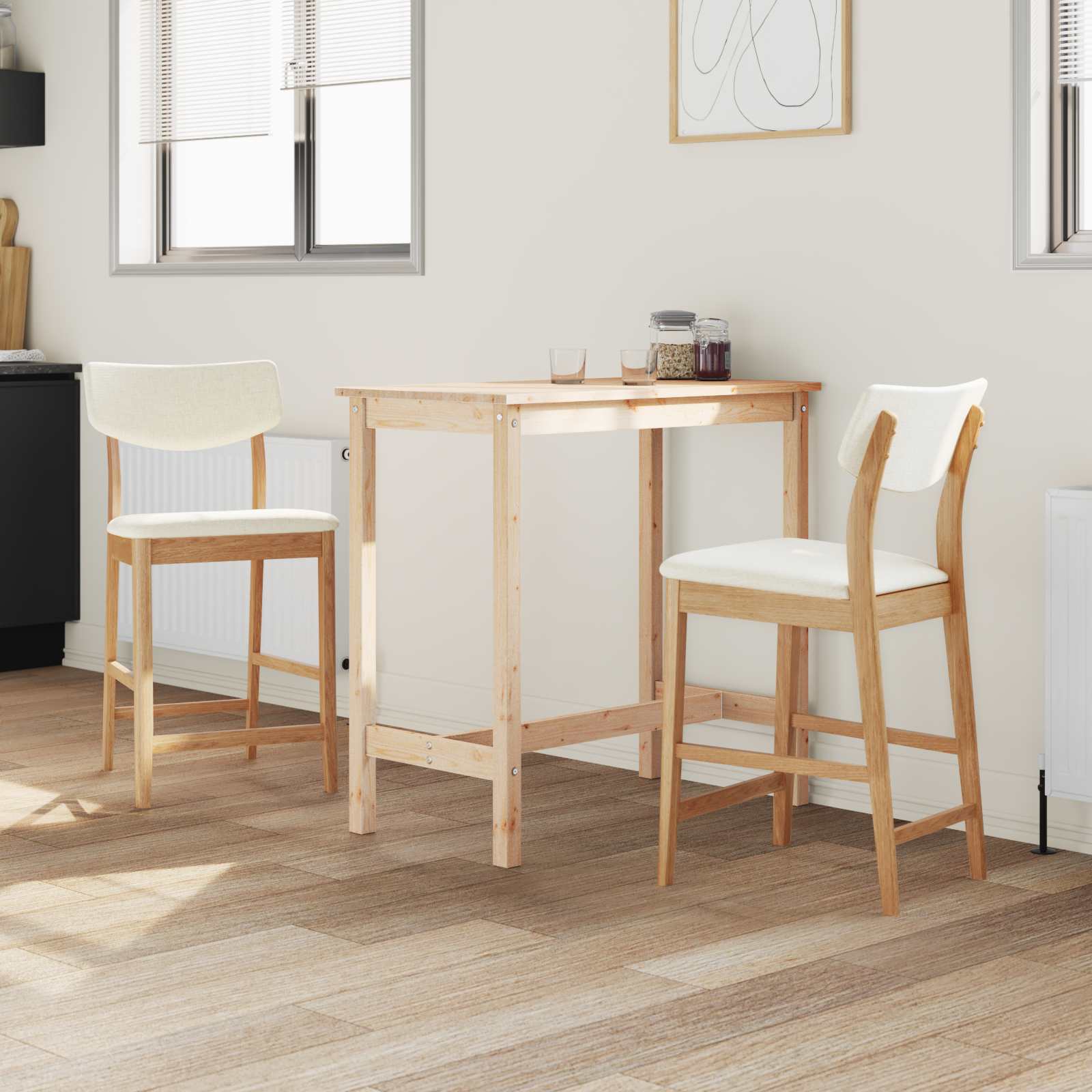 Esszimmerstühle 2 pcs Natur 48 x 49 x 95 cm Massives Gummiholz