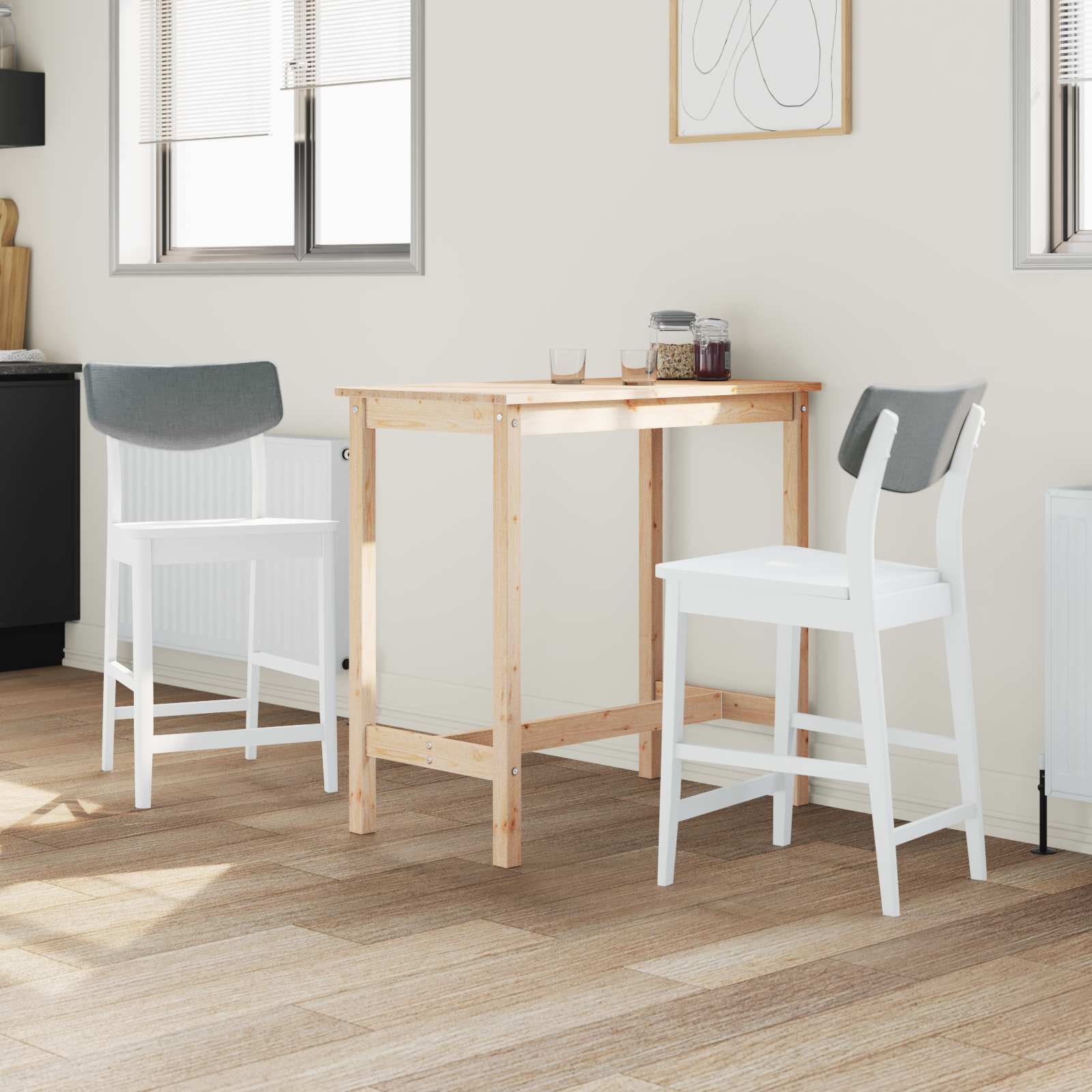 Esszimmerstühle 2 pcs Weiß 48 x 49 x 95 cm Massives Gummiholz