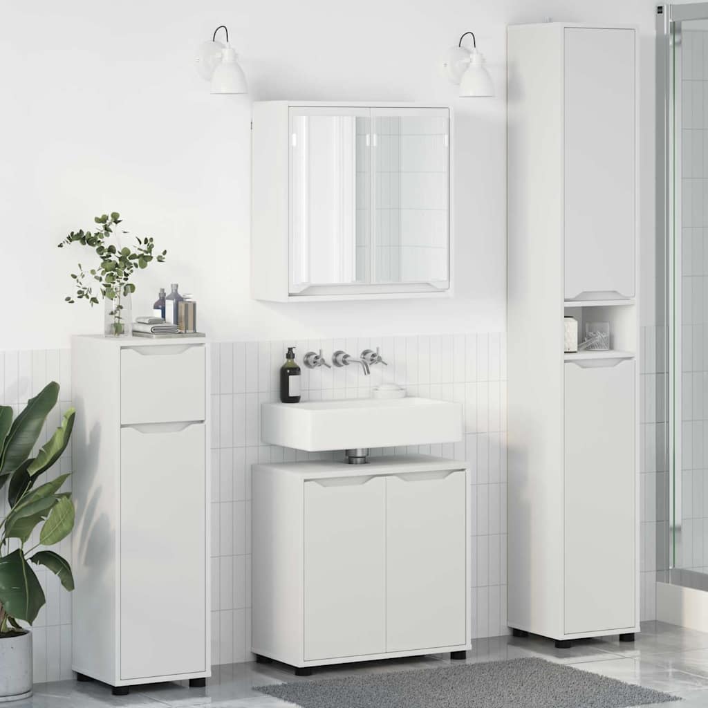 Badezimmermöbel-Set mit Schubladen 4 pcs Weiß Holzwerkstoff