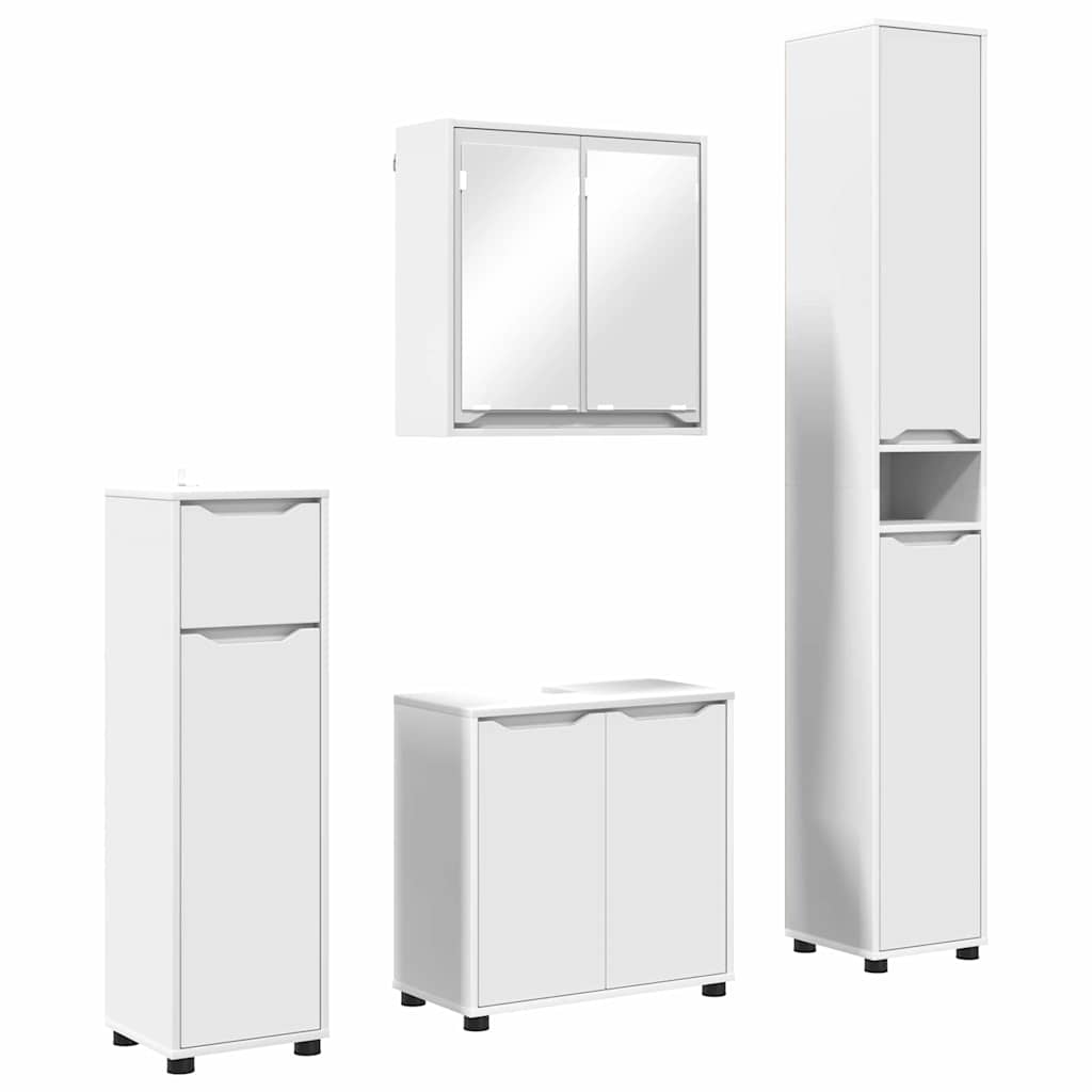 Badezimmermöbel-Set mit Schubladen 4 pcs Weiß Holzwerkstoff