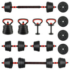 4-in-1 Hantelset 30kg Schwarz und Rot Zement und Eisensand