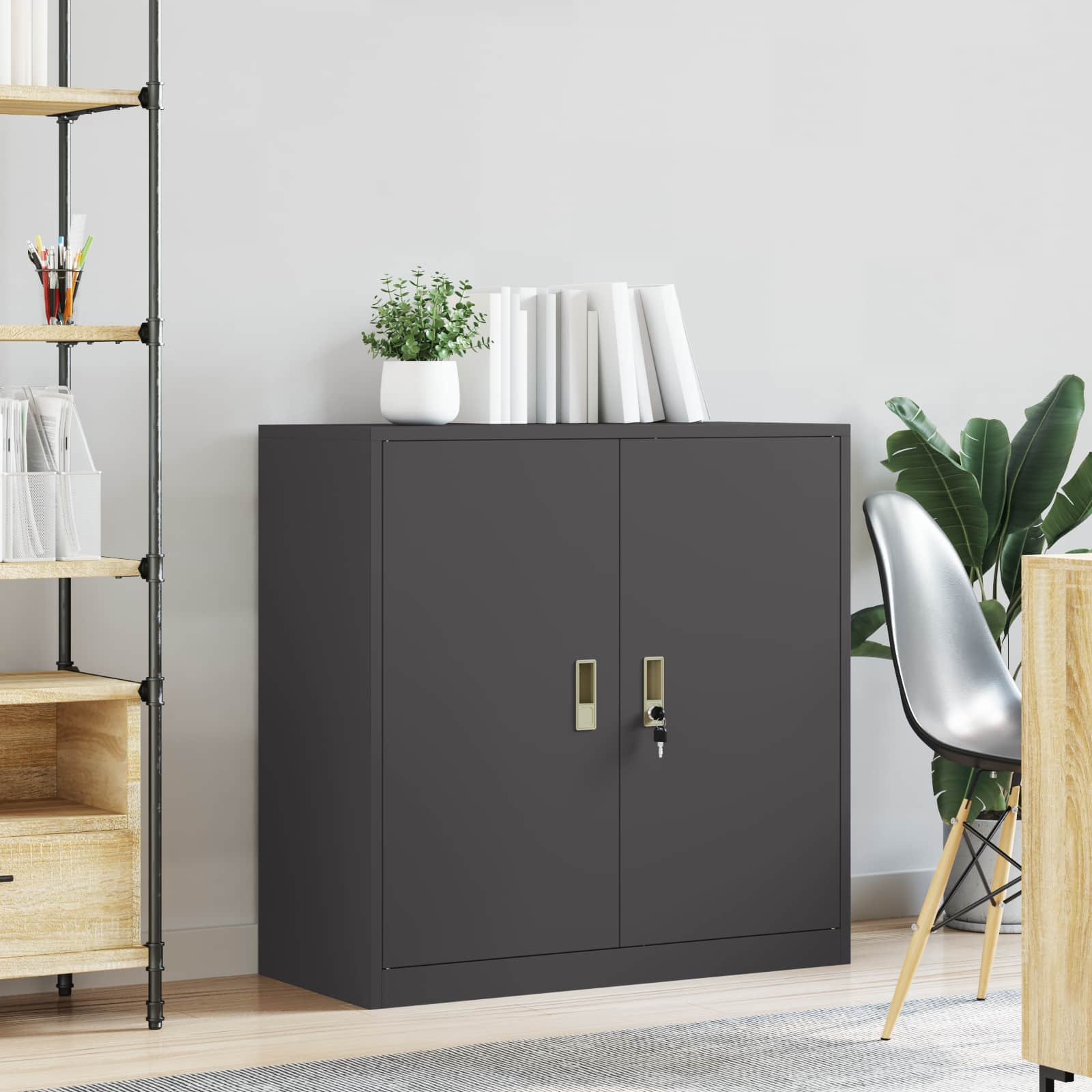 Aufbewahrungsschrank Schwarz 90 x 40 x 90 cm Stahl