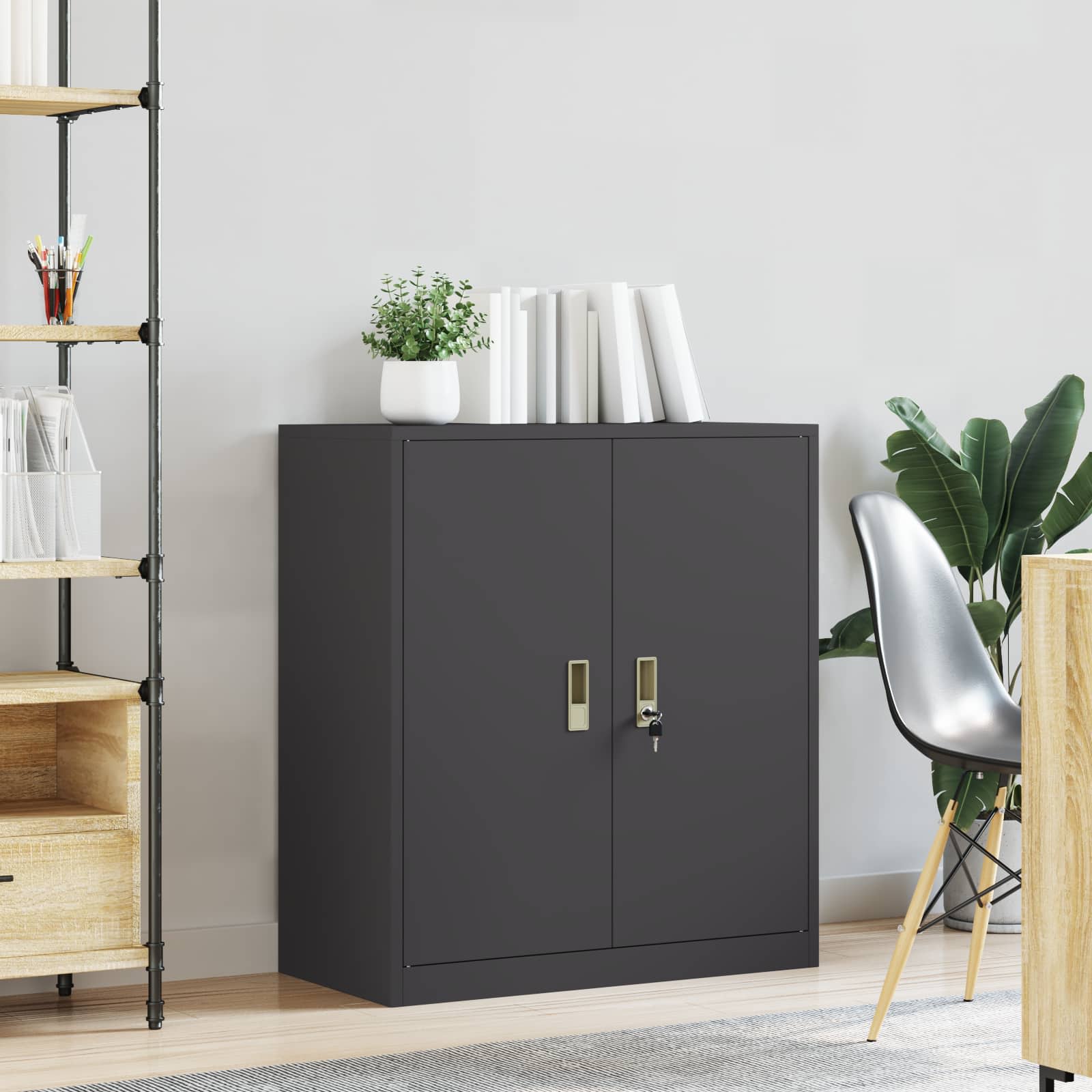 Aufbewahrungsschrank Schwarz 80 x 40 x 90 cm Stahl