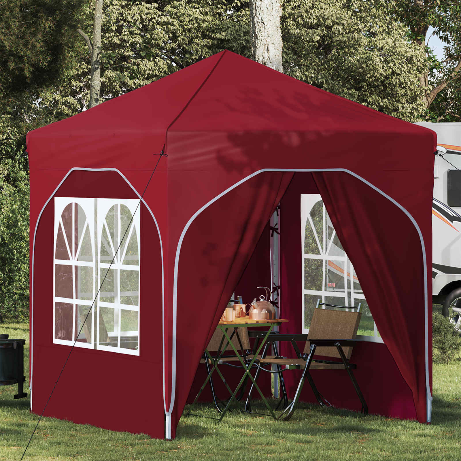 Pop-up Partyzelt 192 x 192 x 245 cm Bordeauxrot