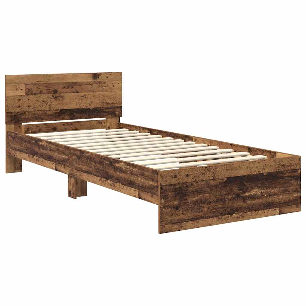 Bettrahmen mit Kopfteil Altholz 100 x 200 cm Holzwerkstoff
