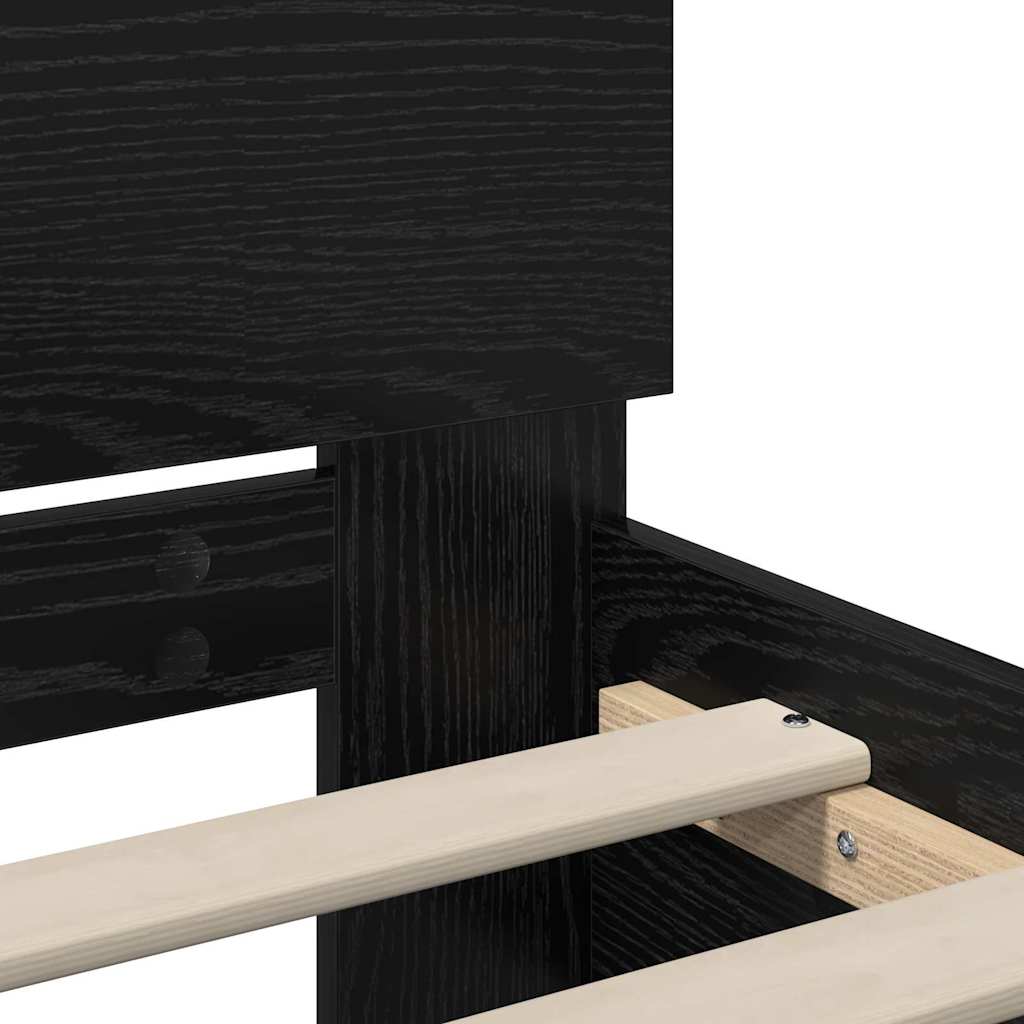 Bettrahmen Schwarz Eichen-Optik 90 x 200 cm Holzwerkstoff