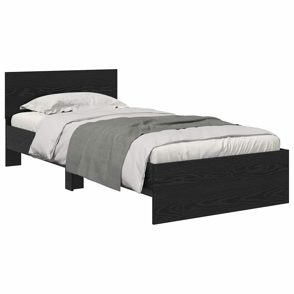 Bettrahmen Schwarz Eichen-Optik 90 x 200 cm Holzwerkstoff