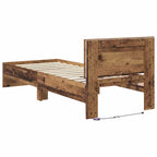 Bettrahmen mit Kopfteil Altholz 75 x 190 cm Holzwerkstoff