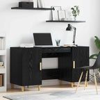 Schreibtisch mit Regal Schwarz Eichen-Optik 140 x 50 x 75 cm