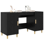 Schreibtisch mit Regal Schwarz Eichen-Optik 140 x 50 x 75 cm