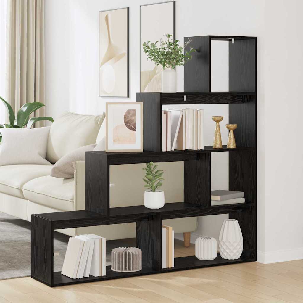 Raumteiler Bücherregal Schwarz Eichen-Optik Holzwerkstoff