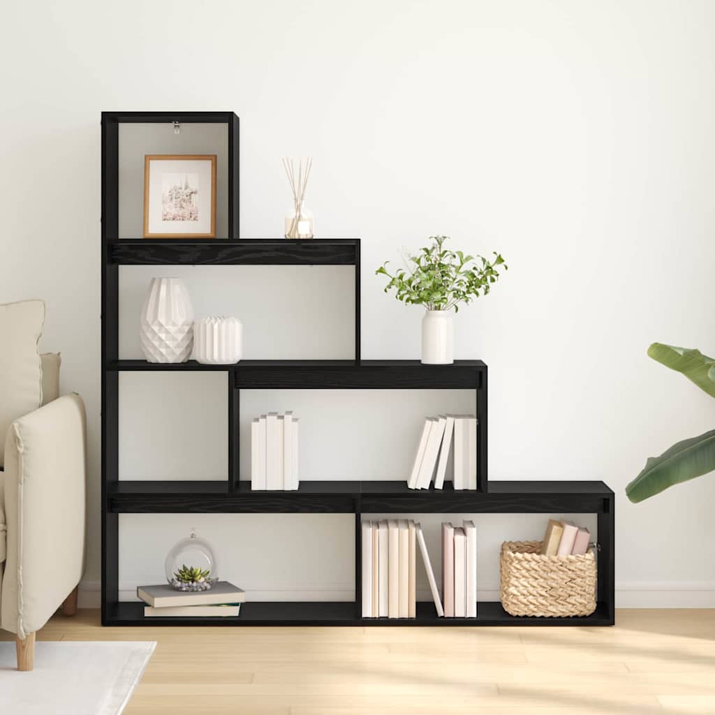 Raumteiler Bücherregal Schwarz Eichen-Optik