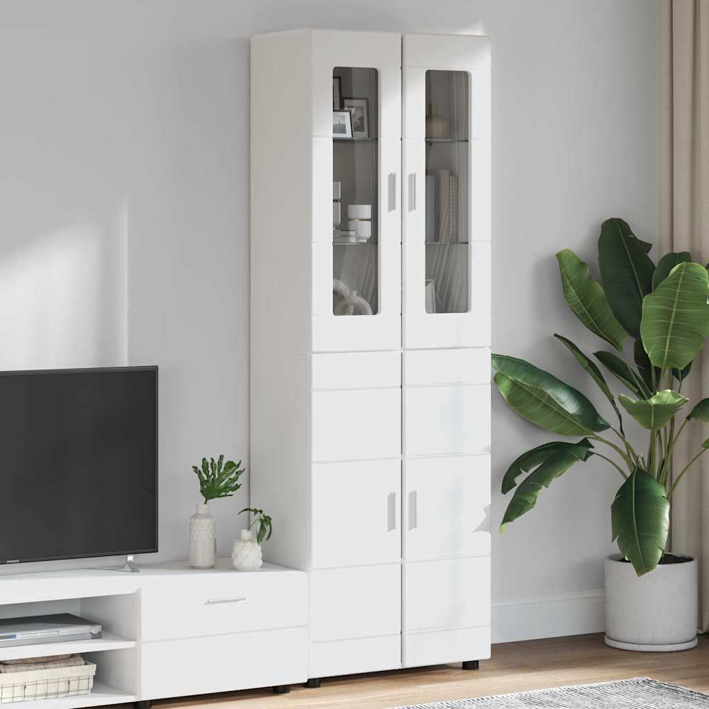 Highboard mit Regal FLORIN Weiß 60 x 35 x 182 cm Holzwerkstoff